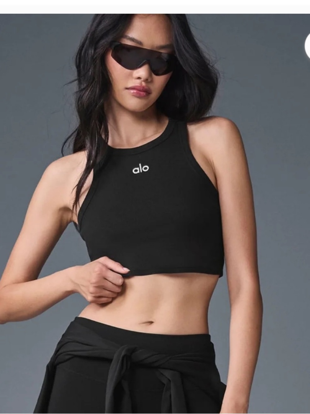 ALO Yoga Black High Neck Racerback Crop! Size Small! Adorable!